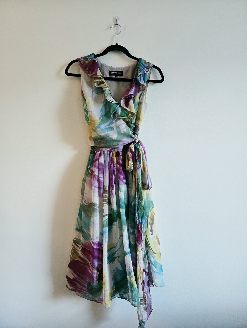 JONES NEW YORK |US 6 (M) Silk Wrap Top Midi Dress | floral multicolour